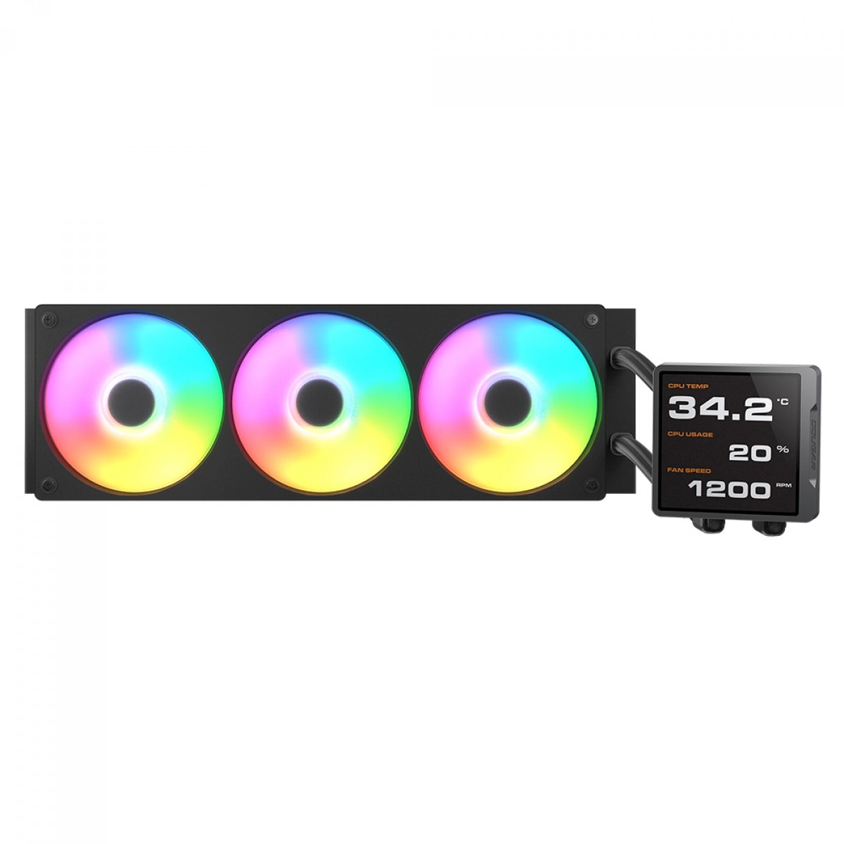 Water Cooler Cougar Poseidon Vistek Pro ARGB, 360mm, Com Tela LCD, Intel-AMD, PWM, Preto, 3MPVP360.0001