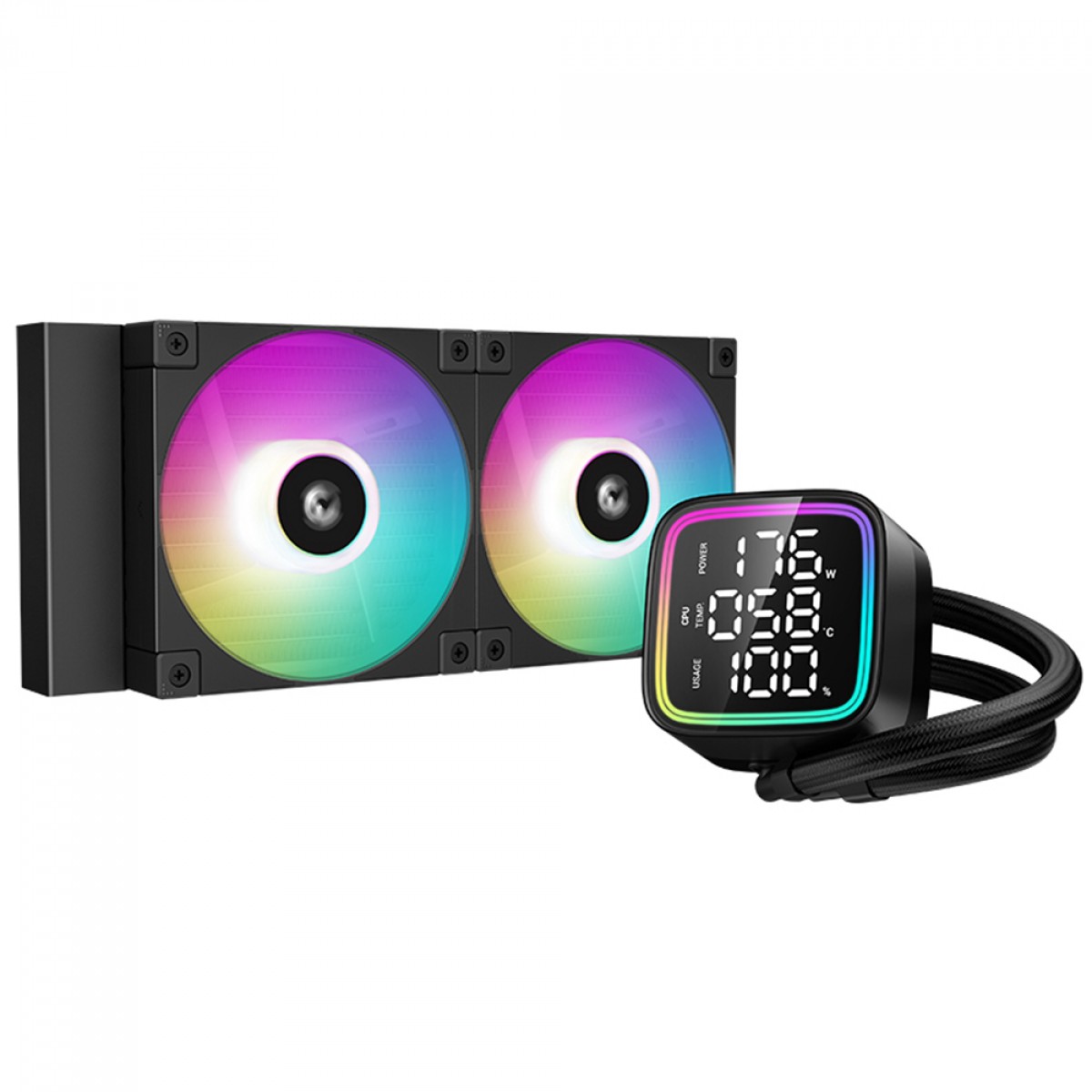 Water Cooler Deepcool LD240, ARGB, 240mm, Intel-AMD, Black, R-LD240-BKMSN-G-1