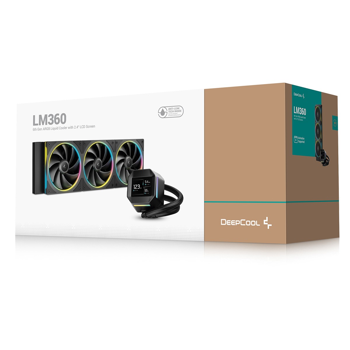 Water Cooler Deepcool LM360, ARGB, 360mm, Display LCD IPS, Intel-AMD, Preto, R-LM360-BKDMMC-1