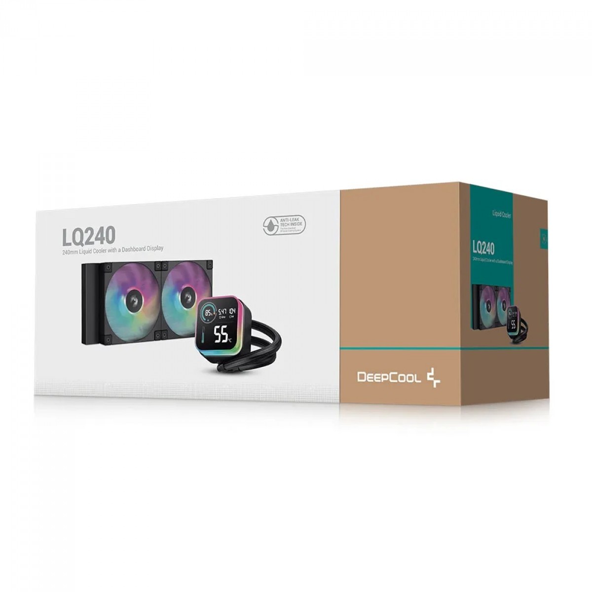 Water Cooler DeepCool LQ240, ARGB, 240mm, Com Display, Intel-AMD, Preto, R-LQ240-BKLSMW-G-1