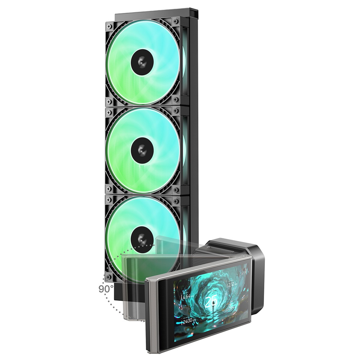 Water Cooler DeepCool LT360 Vision, 120 mm, ARGB, Display LCD, Intel-AMD, Preto, LT360VISION-BKAMMC-G-1
