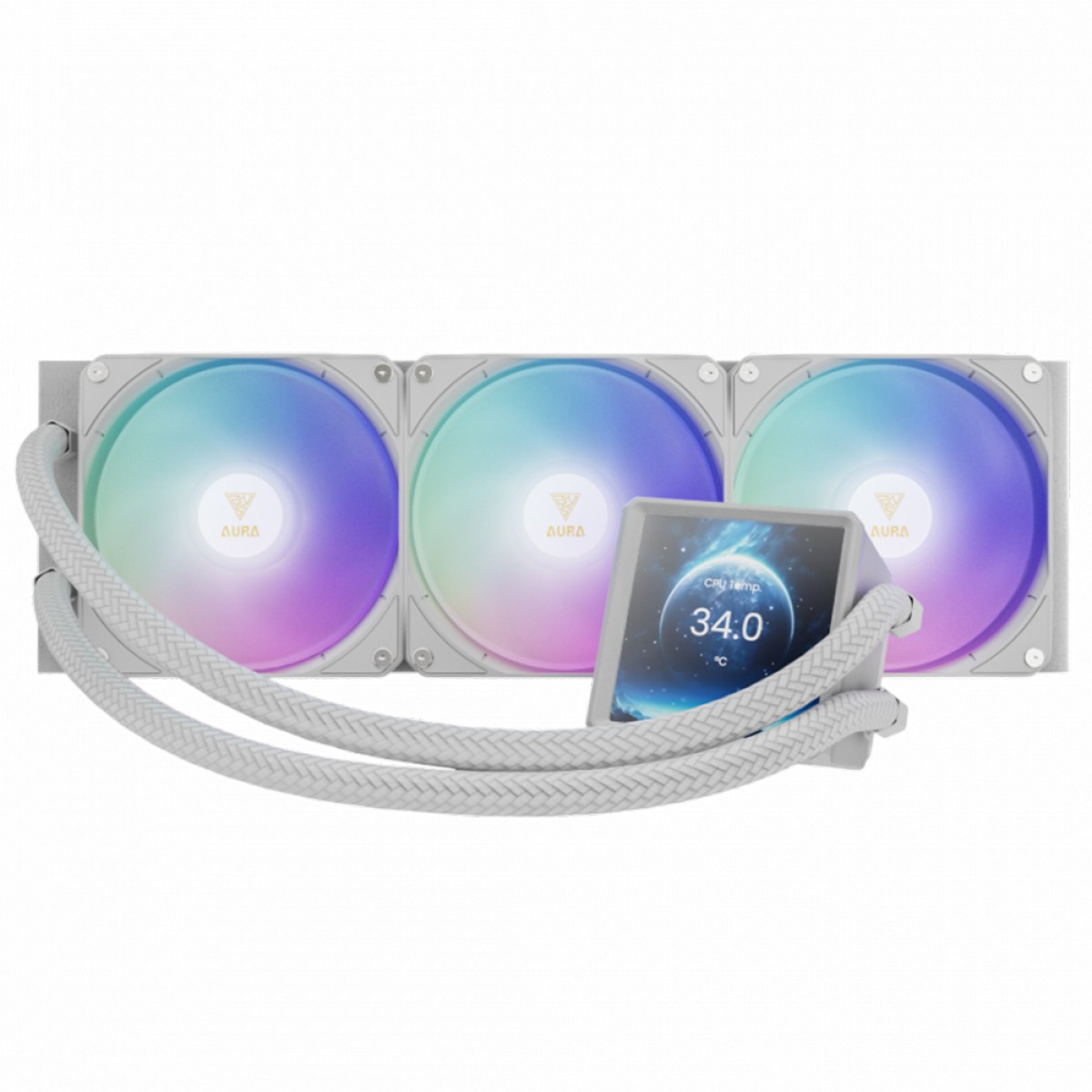 Water Cooler Gamdias Aura GL 360 LCD WH, ARGB, 360mm, Display Digital, Intel-AMD, PWM, Branco