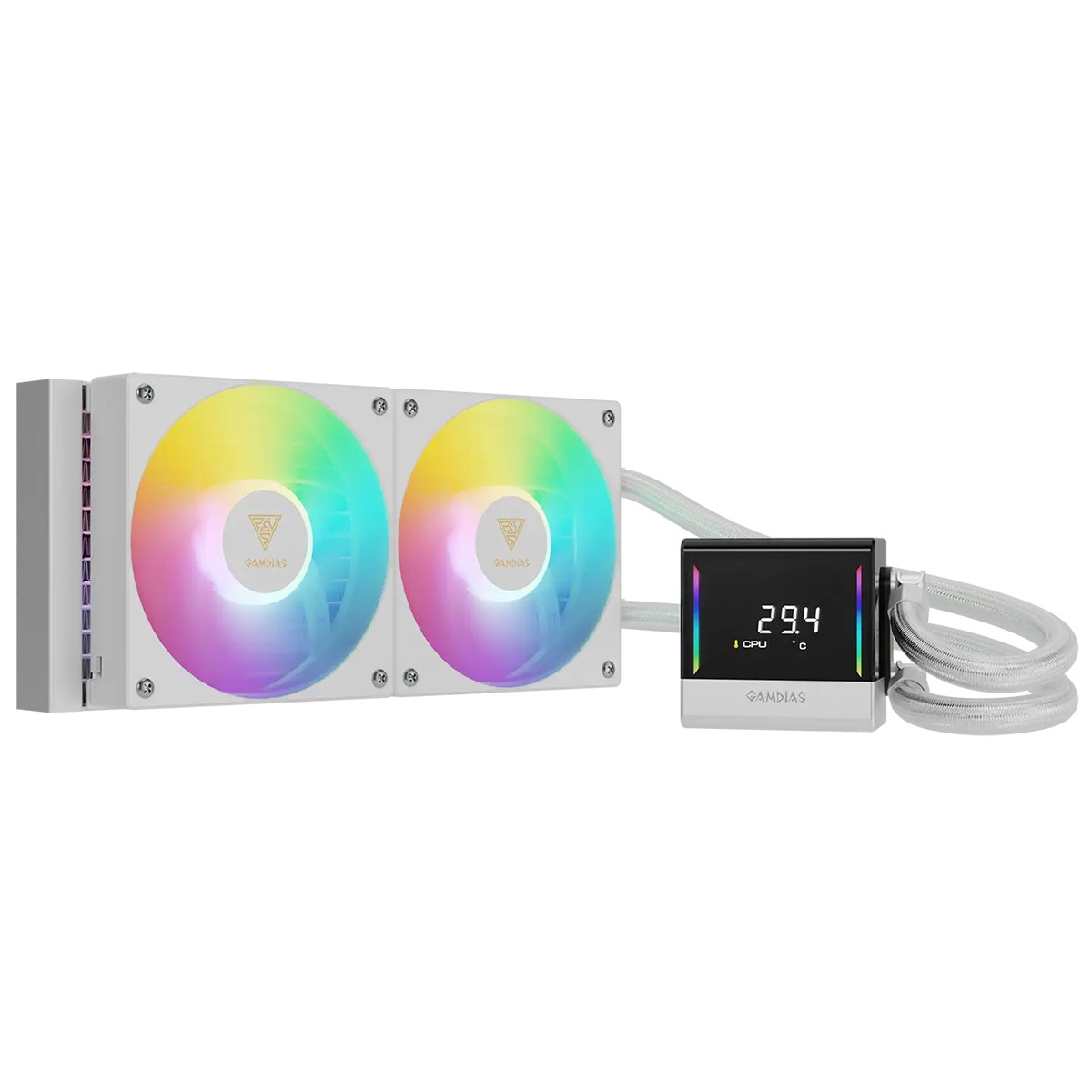 Water Cooler Gamdias Chione E4-240 V2 WH, ARGB, 240mm, Display Digital, Intel-AMD, PWM, Branco