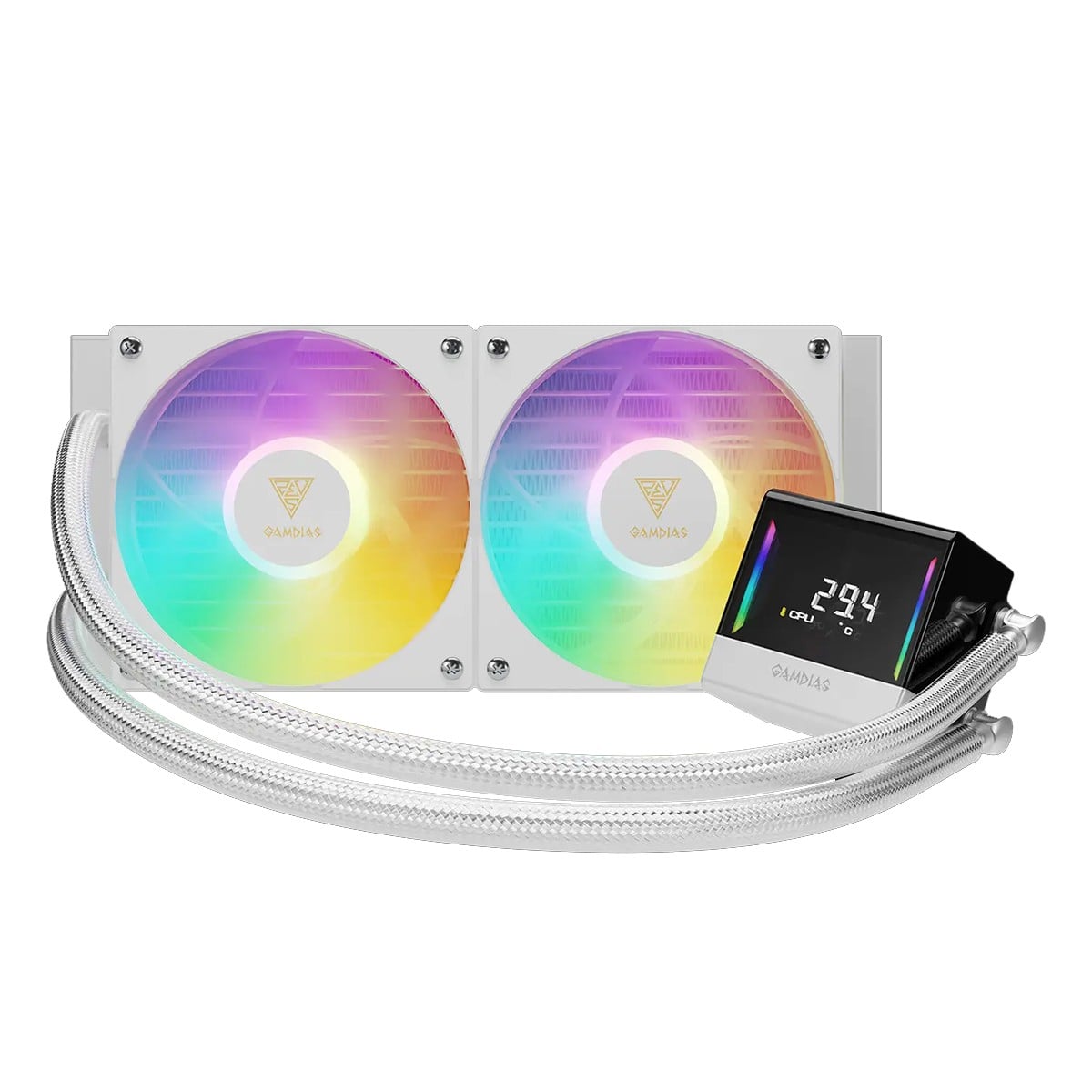 Water Cooler Gamdias Chione E4-240 V2 WH, ARGB, 240mm, Display Digital, Intel-AMD, PWM, Branco