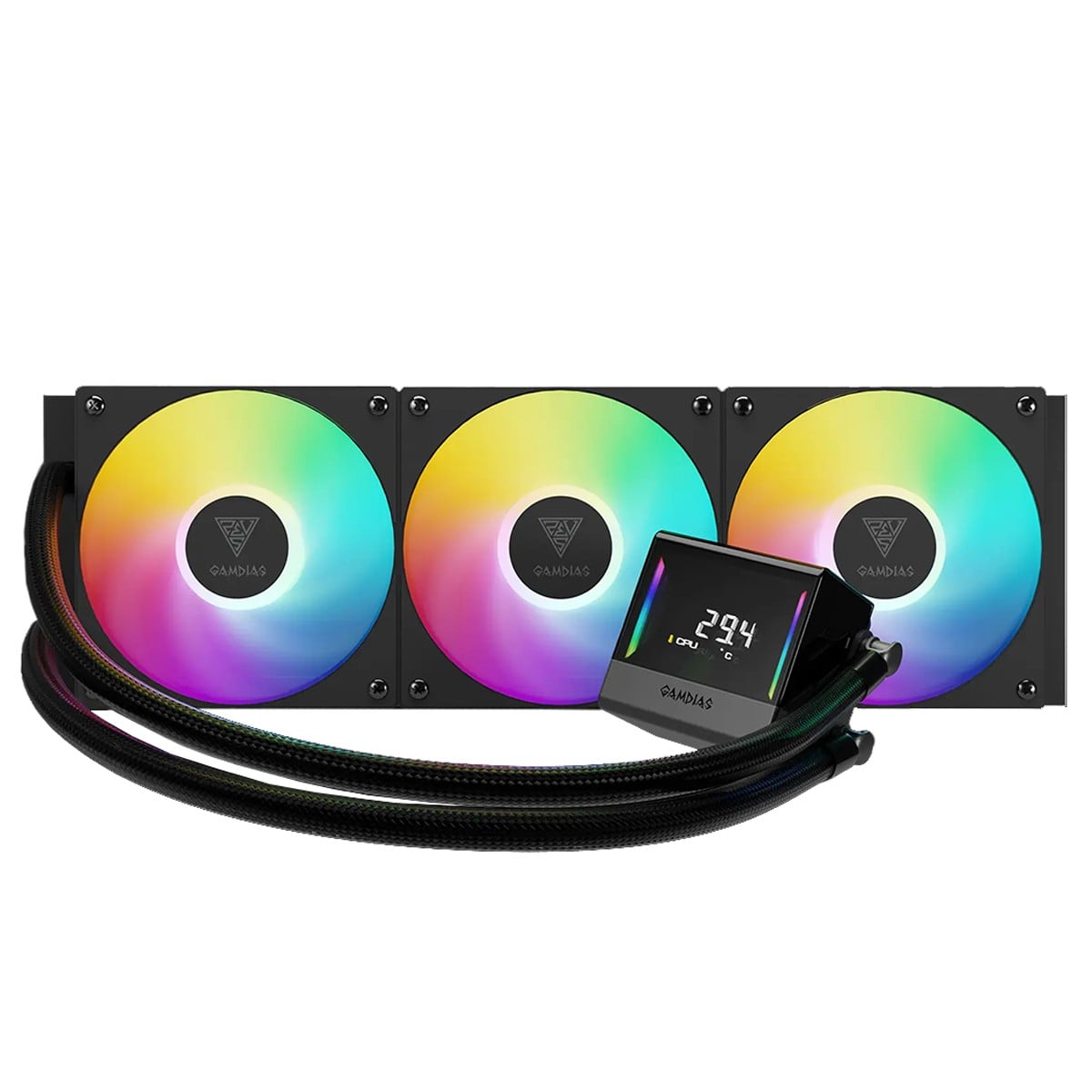 Water Cooler Gamdias Chione E4-360 V2, ARGB, 360mm, Display Digital, Intel-AMD, PWM, Preto