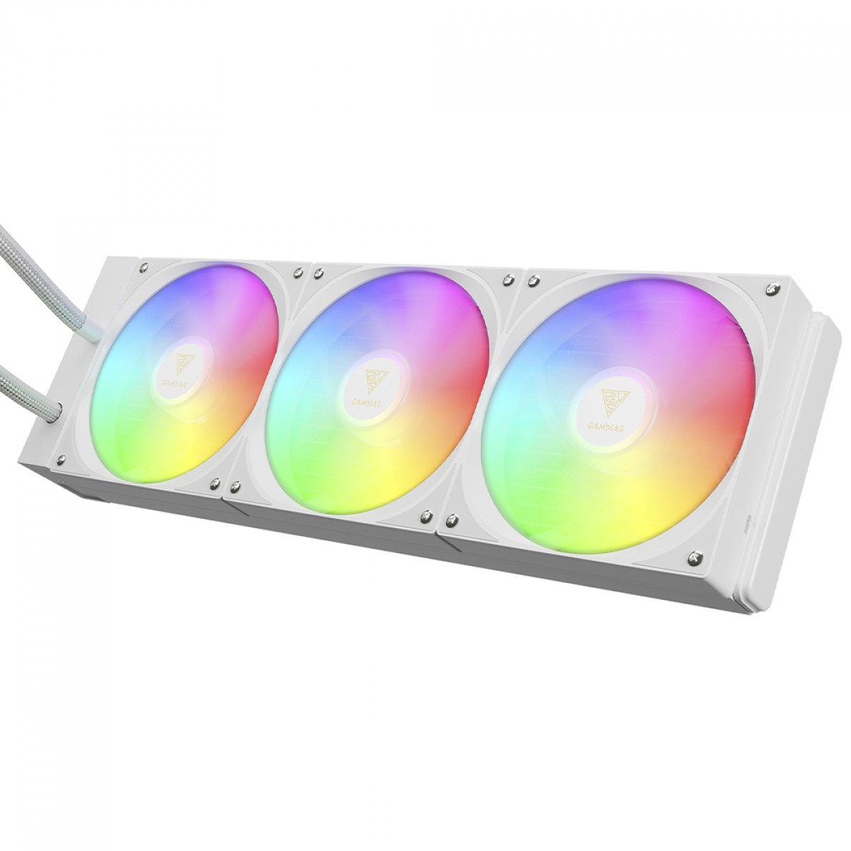 Water Cooler Gamdias Chione E4-420 WH, ARGB, 420mm, Display Digital, Intel-AMD, PWM, Branco