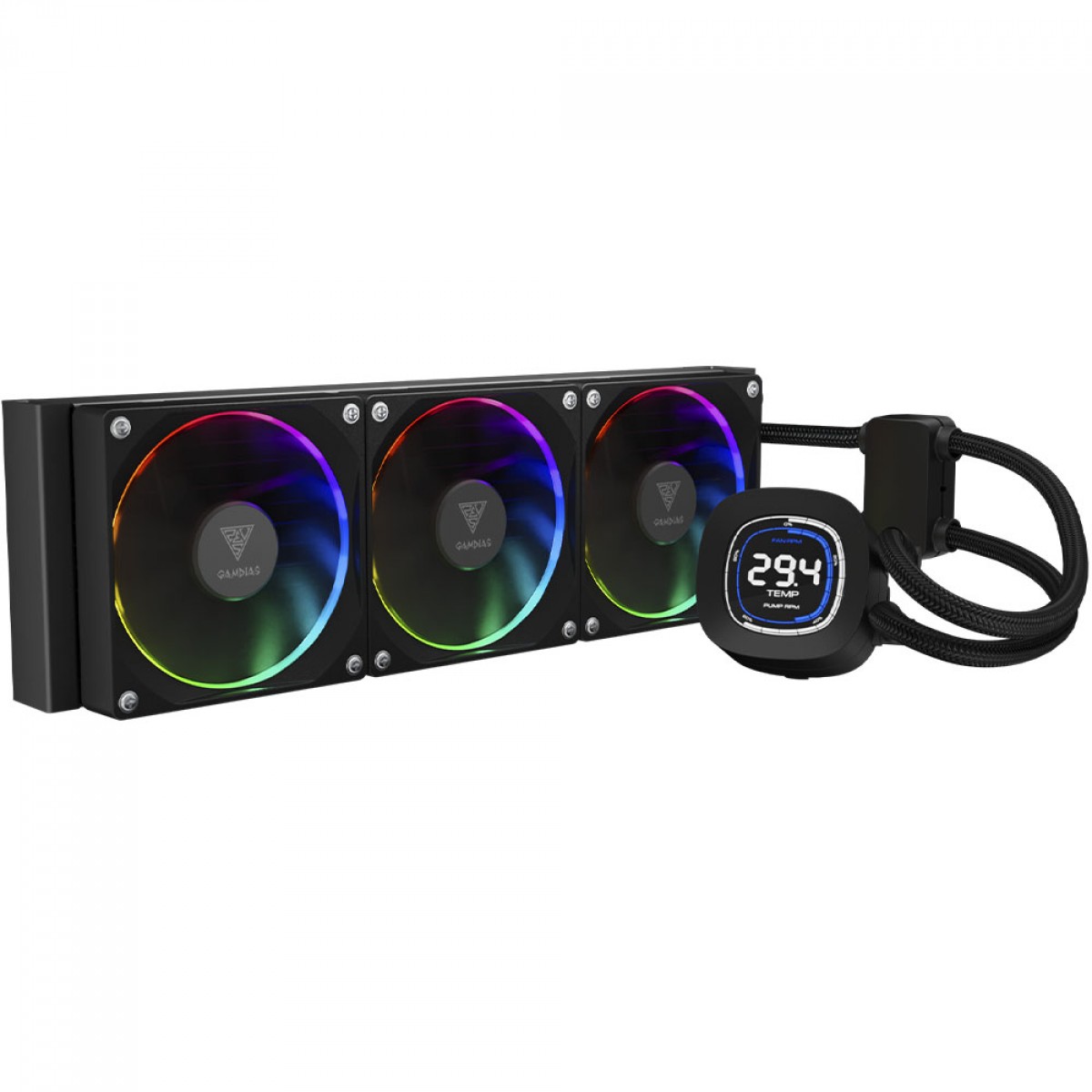 Water Cooler Gamdias Chione M4-360, ARGB, 360mm, Display LCD, Intel-AMD, Black