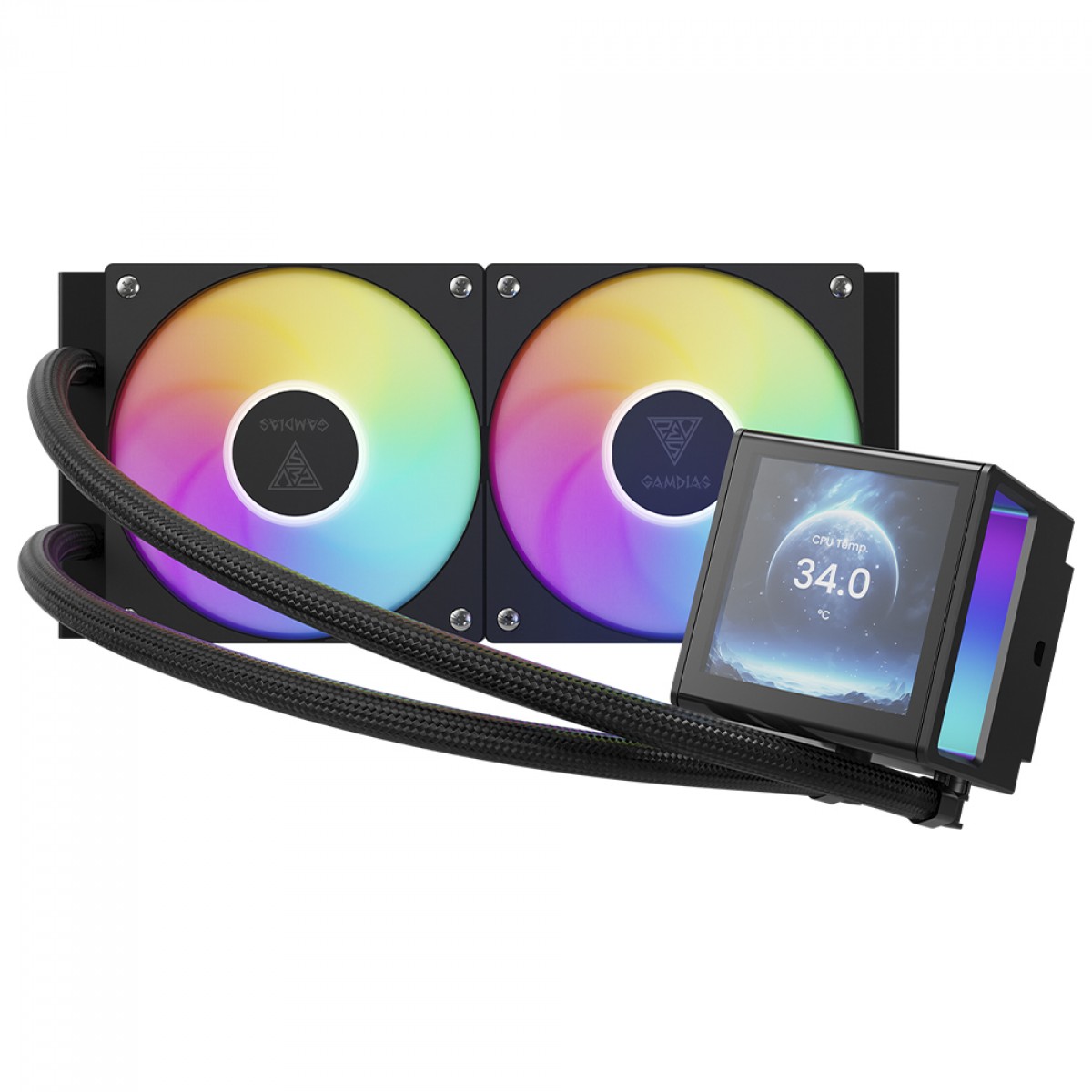 Water Cooler Gamdias Chione P5-240, RGB, 240mm, Display Digital, Intel-AMD, PWM, Preto