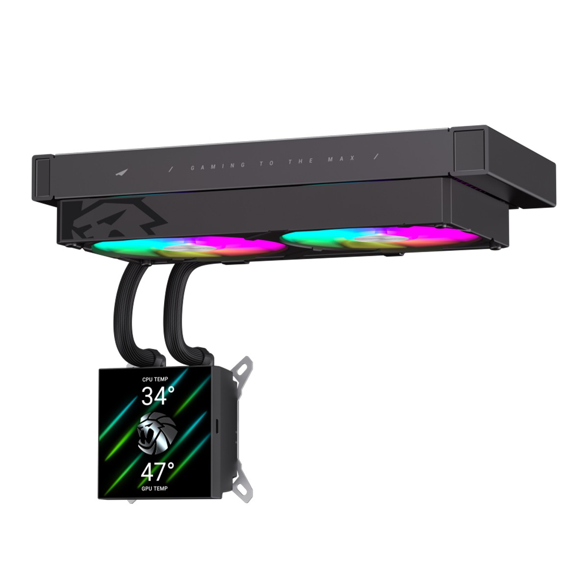 Water Cooler Gamemax Glacier 240 BK, ARGB, 240mm, Com Display LCD, Intel-AMD, Preto
