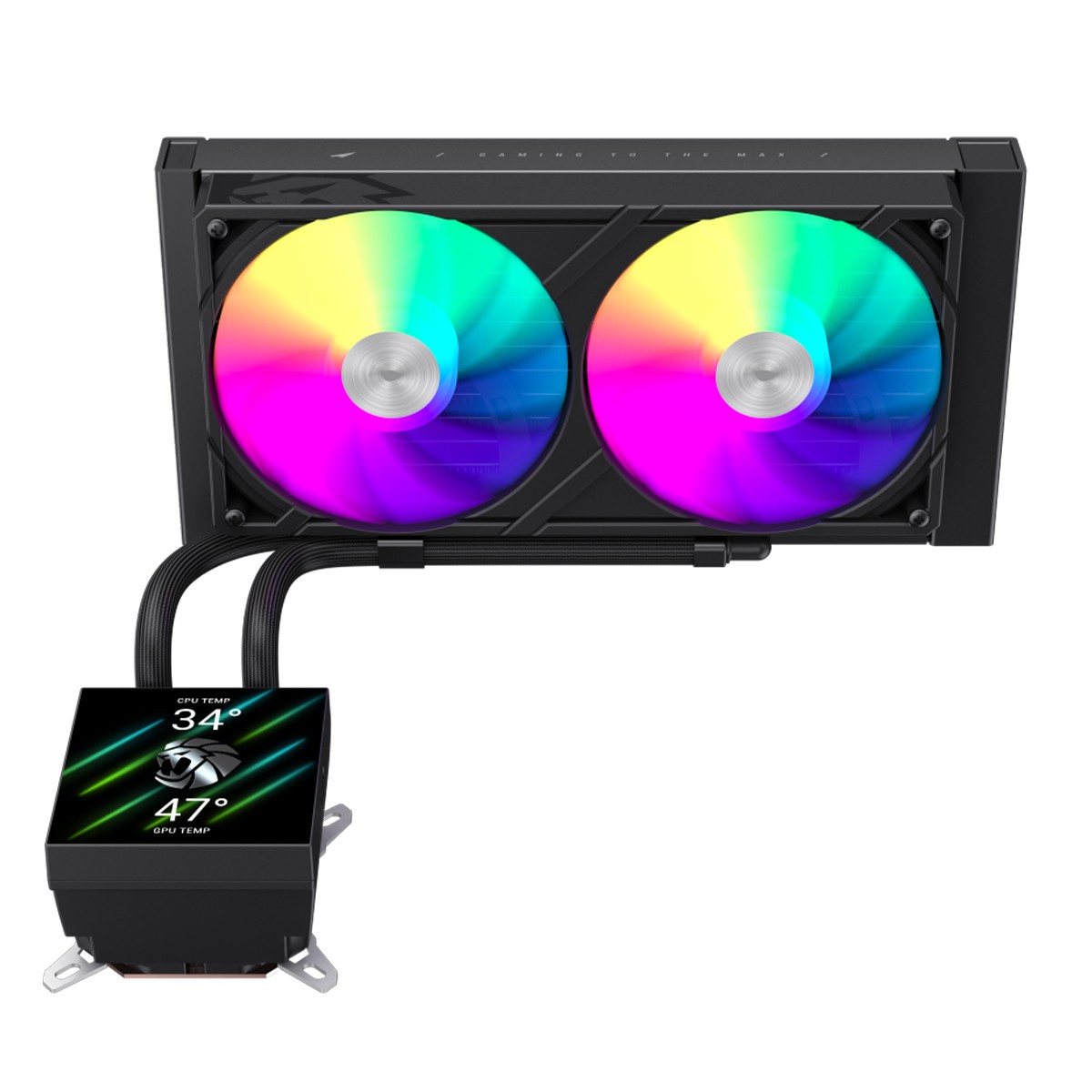 Water Cooler Gamemax Glacier 240 BK, ARGB, 240mm, Com Display LCD, Intel-AMD, Preto