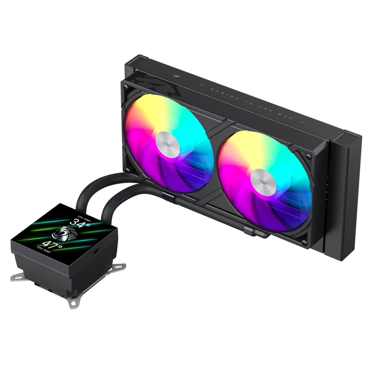 Water Cooler Gamemax Glacier 240 BK, ARGB, 240mm, Com Display LCD, Intel-AMD, Preto