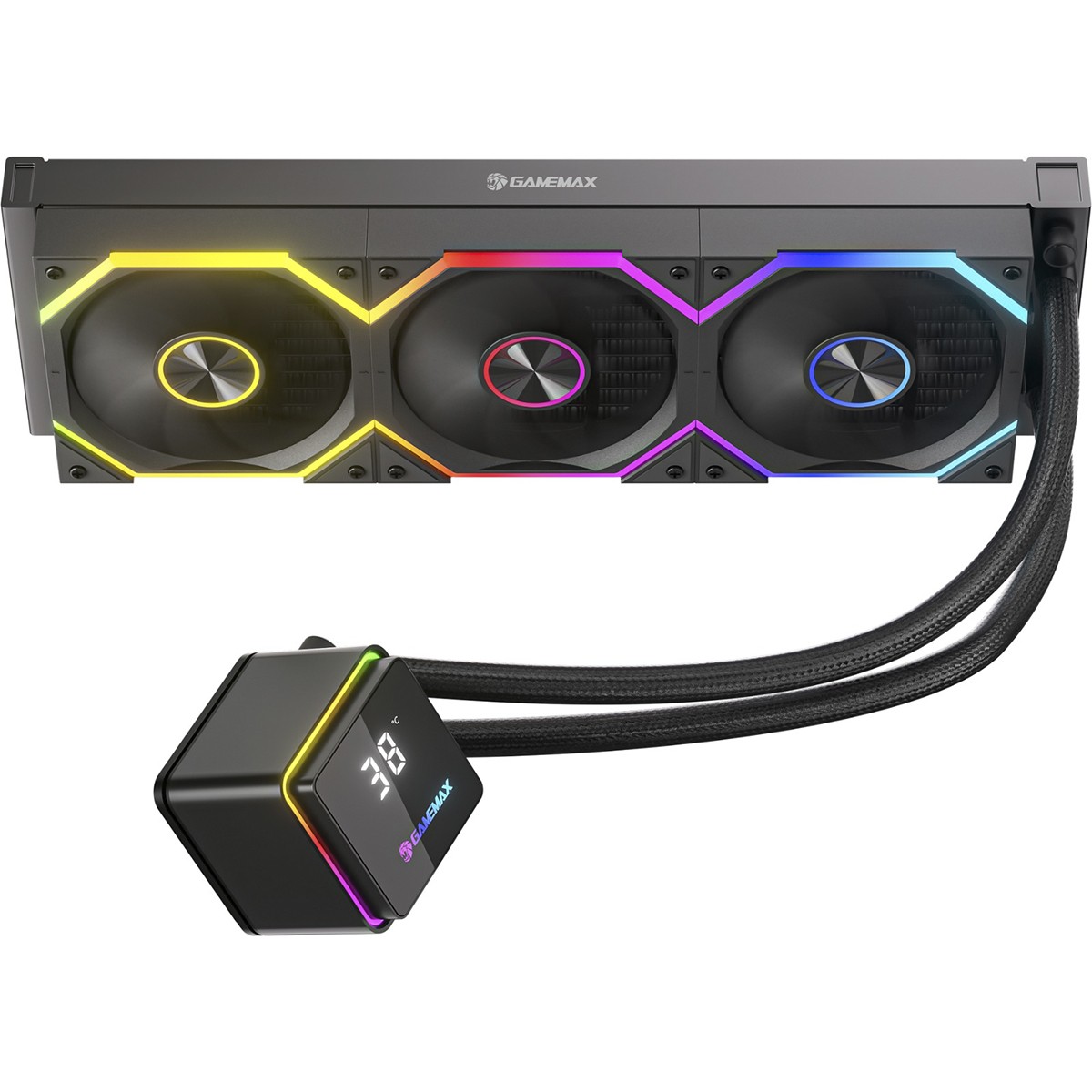 Water Cooler Gamemax IceBurg Digital 360DN2, ARGB, 360mm, Intel-AMD, Preto, ICB360N2WLSRKT126F