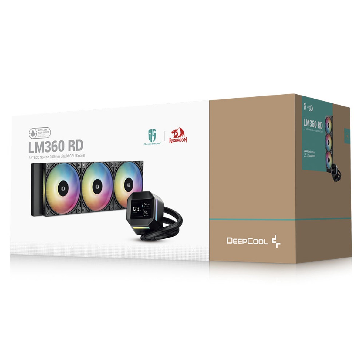 Water Cooler GamerStorm x Redragon LM360 RD, ARGB, 360mm, Display LCD IPS, Intel-AMD, Preto, R-LM360RD-BKAMMC-A-1