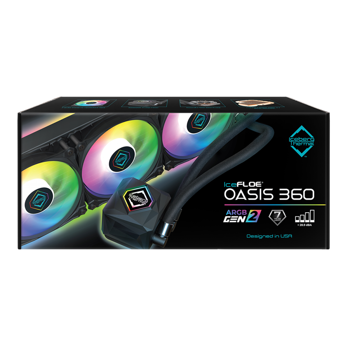 Water Cooler Iceberg Thermal IceFloe OASIS 360, 360mm, ARGB, Intel/AMD, Black