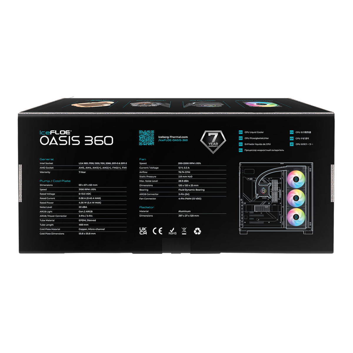 Water Cooler Iceberg Thermal IceFloe OASIS 360, 360mm, ARGB, Intel/AMD, Black