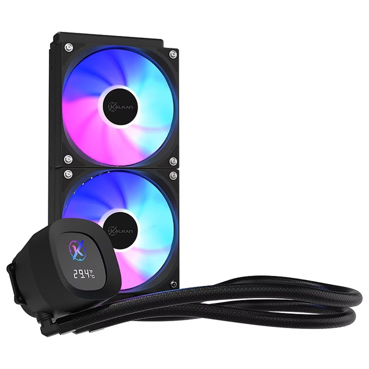 Water Cooler Kalkan Aura Digital 240 ARGB, 240mm, Com Display, Intel-AMD, Preto, KLK00100