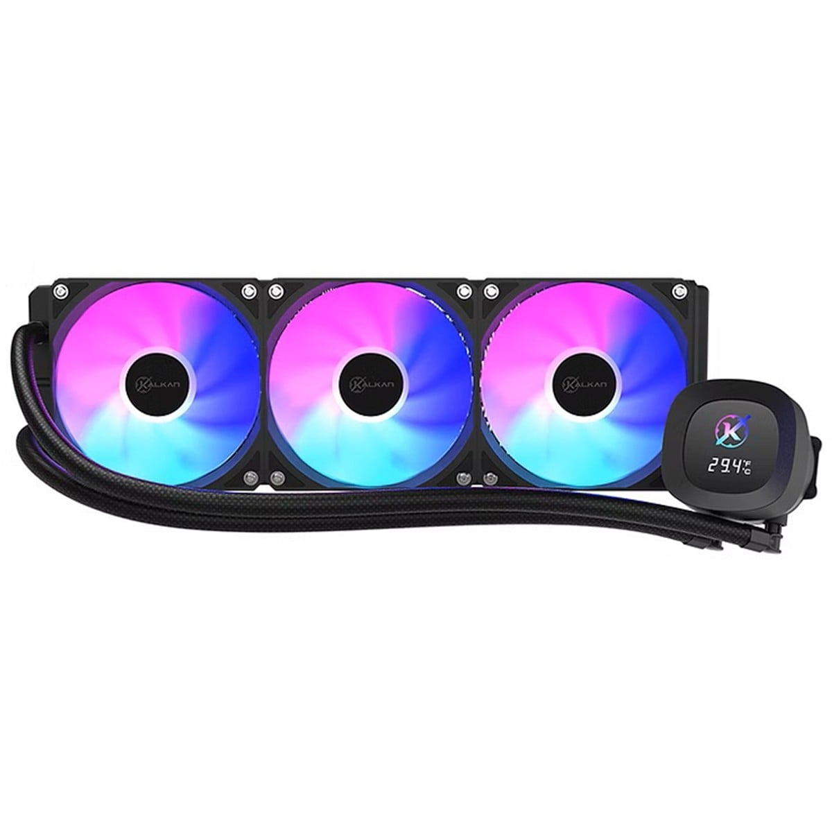 Water Cooler Kalkan Aura Digital 360 ARGB, 360mm, Com Display, Intel-AMD, Preto, KLK00101