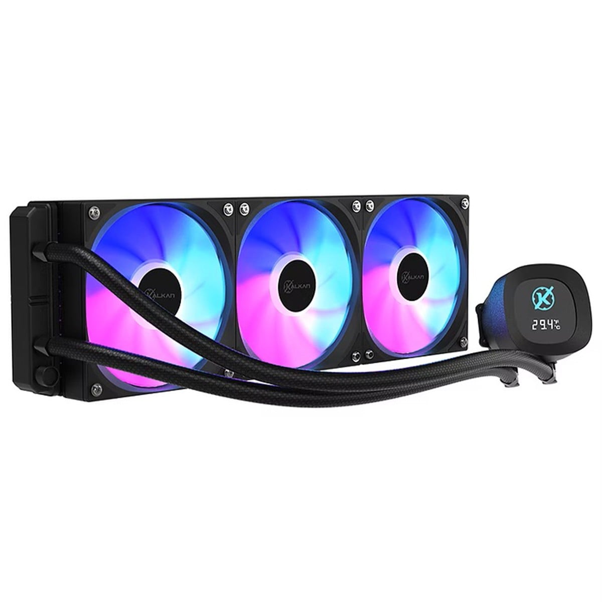 Water Cooler Kalkan Aura Digital 360 ARGB, 360mm, Com Display, Intel-AMD, Preto, KLK00101