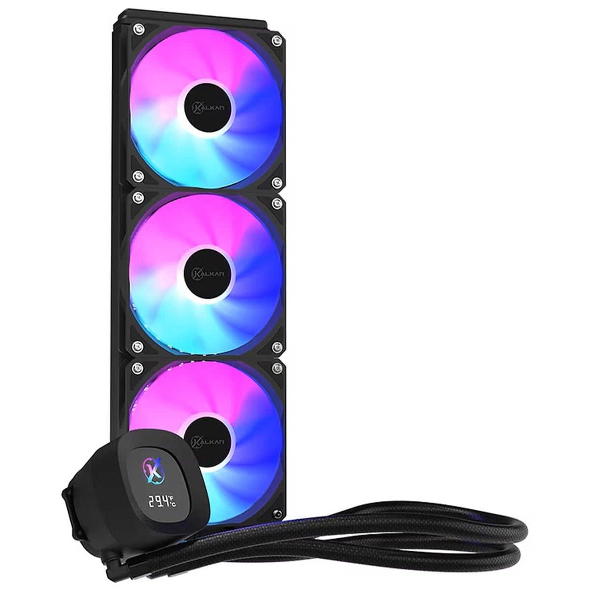 Water Cooler Kalkan Aura Digital 360 ARGB, 360mm, Com Display, Intel-AMD, Preto, KLK00101
