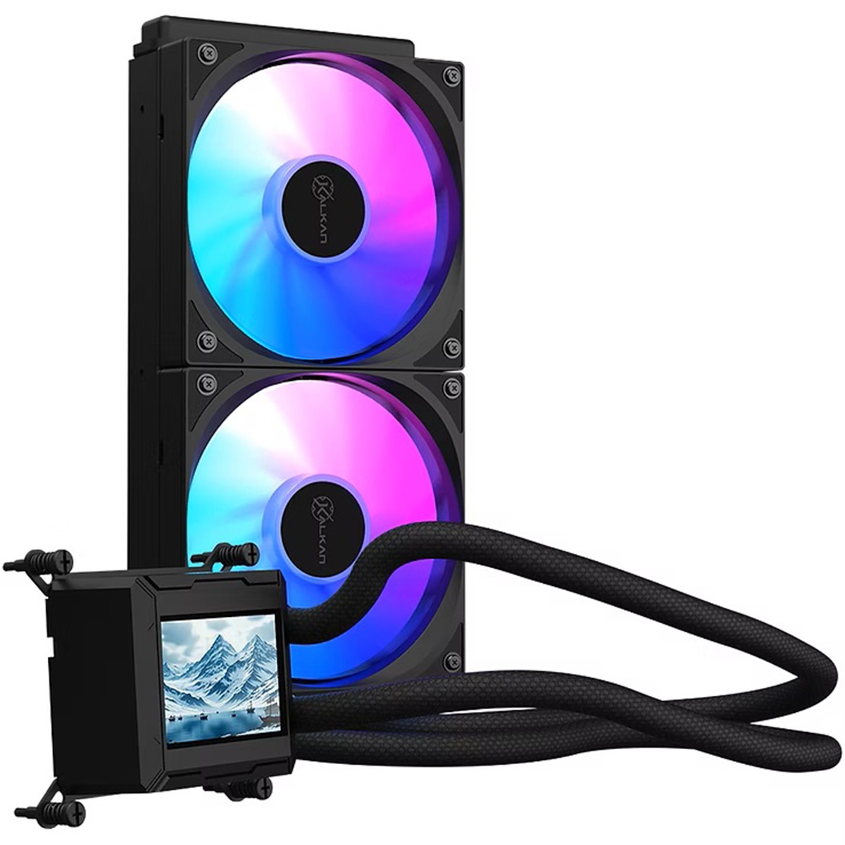 Water Cooler Kalkan Aura LCD 240, 240mm, ARGB, Com Display LCD, Intel-AMD, Preto, KLK00102