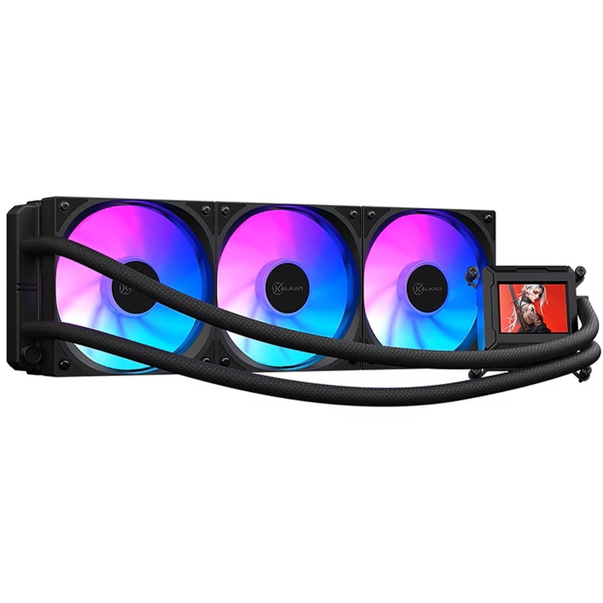 Water Cooler Kalkan Aura LCD 360, 360mm, ARGB, Com Display LCD, Intel-AMD, Preto, KLK00103