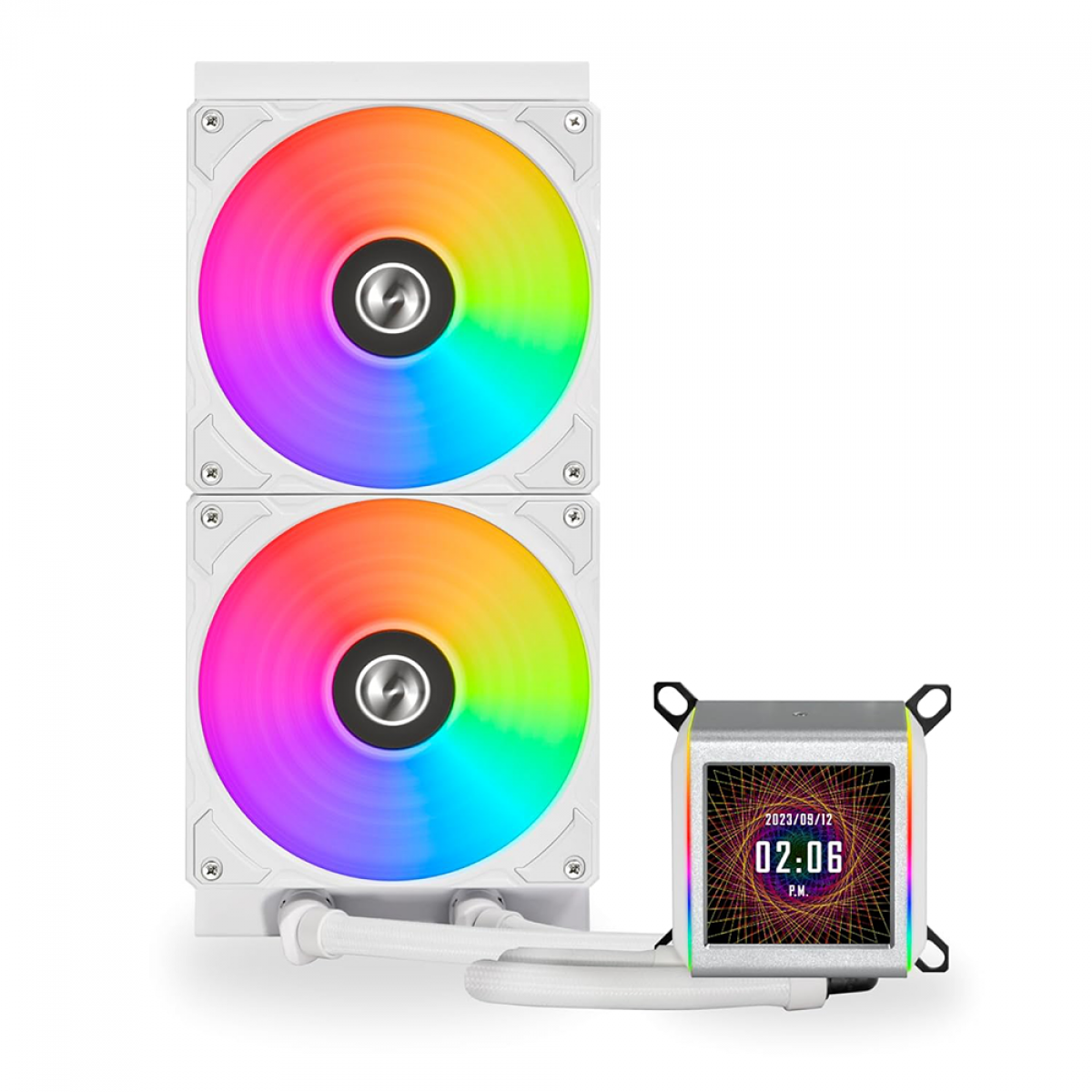 Water Cooler, Lian Li Galahad II LCD 280 AIO, ARGB, 280mm, Intel-AMD, White