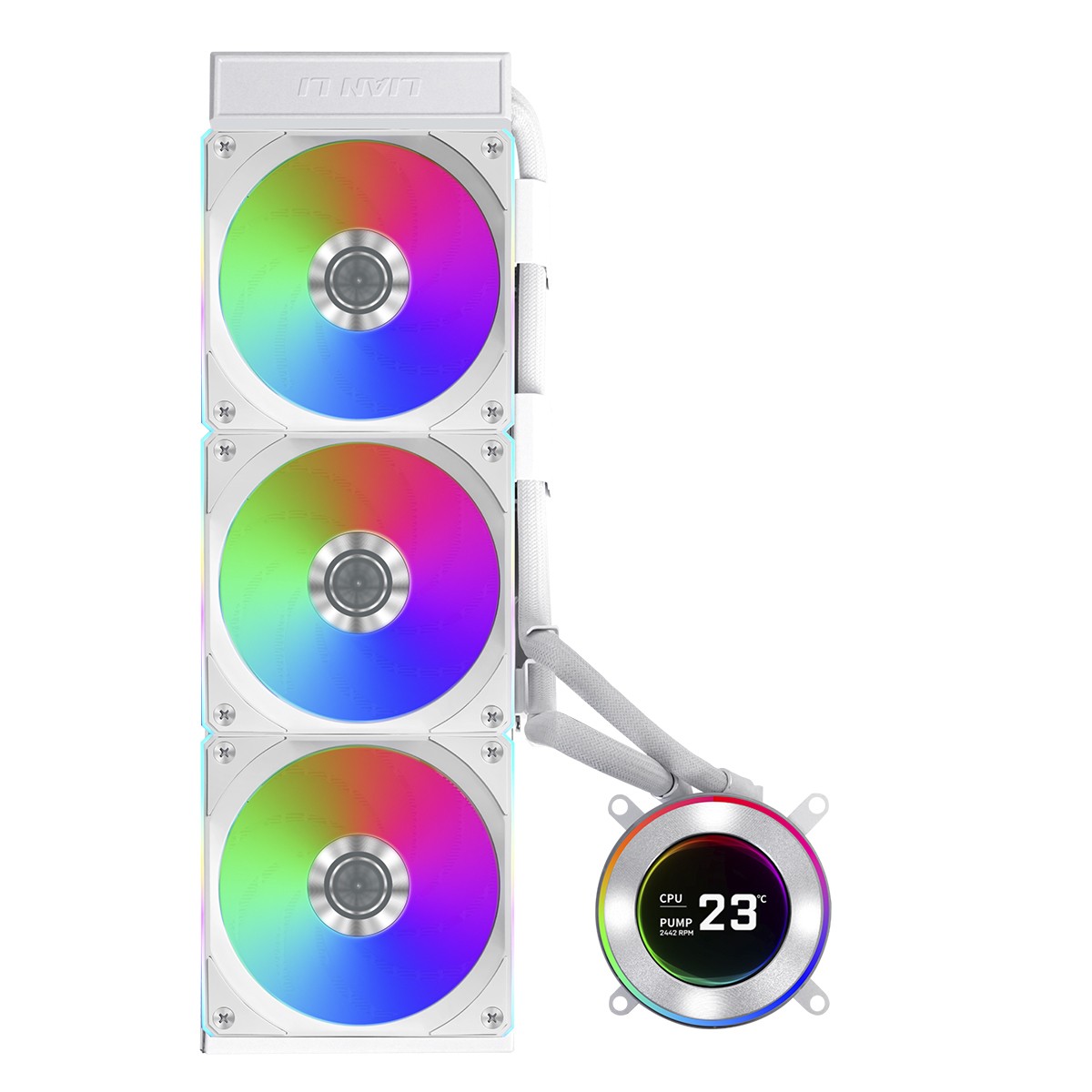 Water Cooler Lian Li Hydroshift II LCD-C 360CL, 360mm, RGB, Com Display IPS, Intel-AMD, Branco, GHS2LCD36RW
