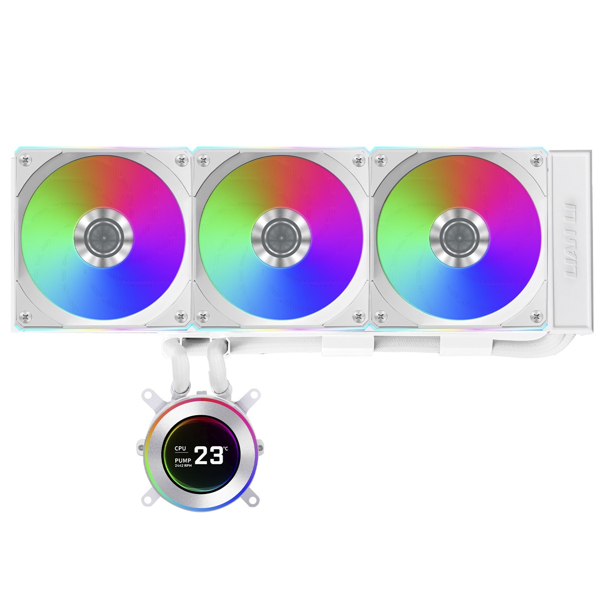 Water Cooler Lian Li Hydroshift II LCD-C 360CL, 360mm, RGB, Com Display IPS, Intel-AMD, Branco, GHS2LCD36RW