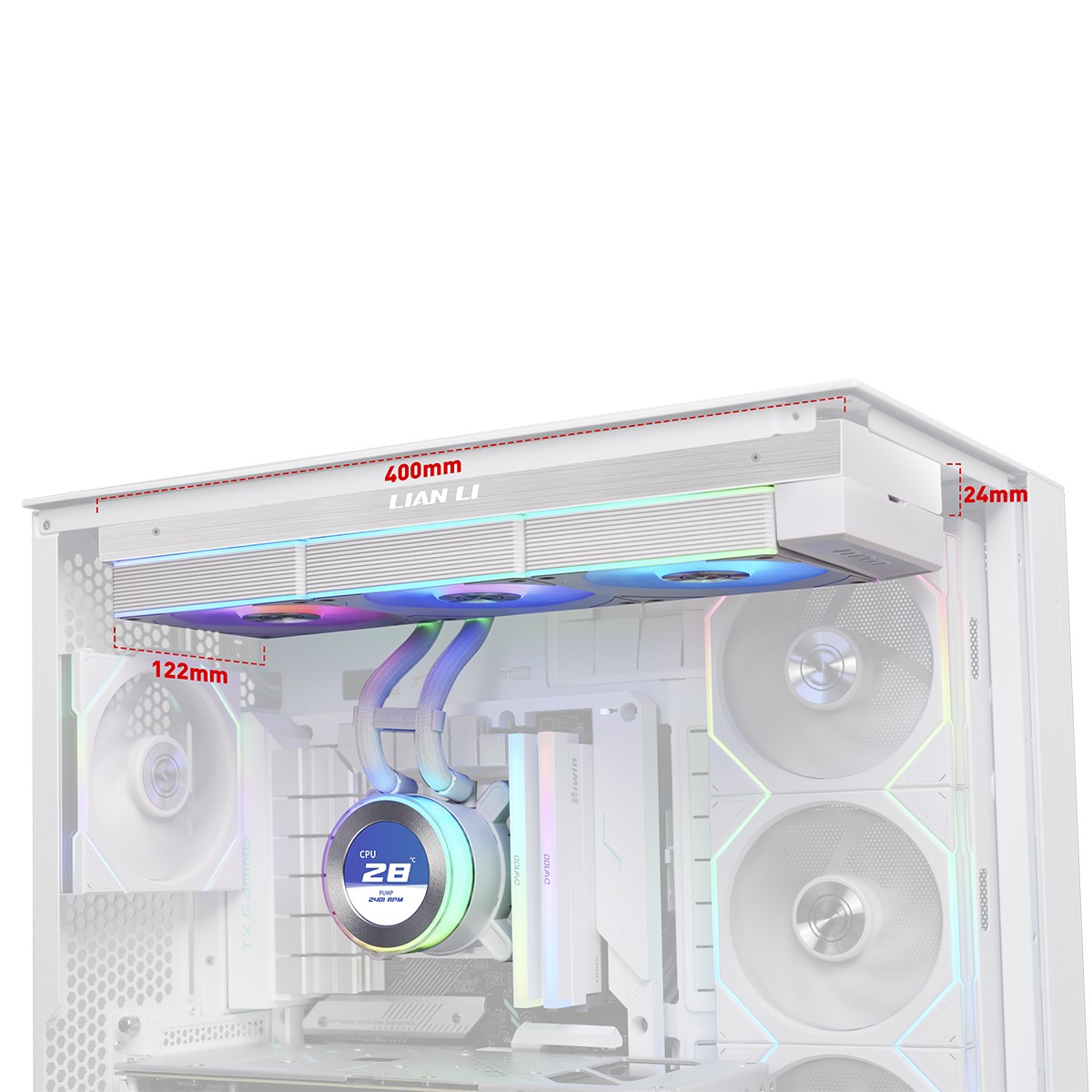 Water Cooler Lian Li Hydroshift II LCD-C 360CL, 360mm, RGB, Com Display IPS, Intel-AMD, Branco, GHS2LCD36RW