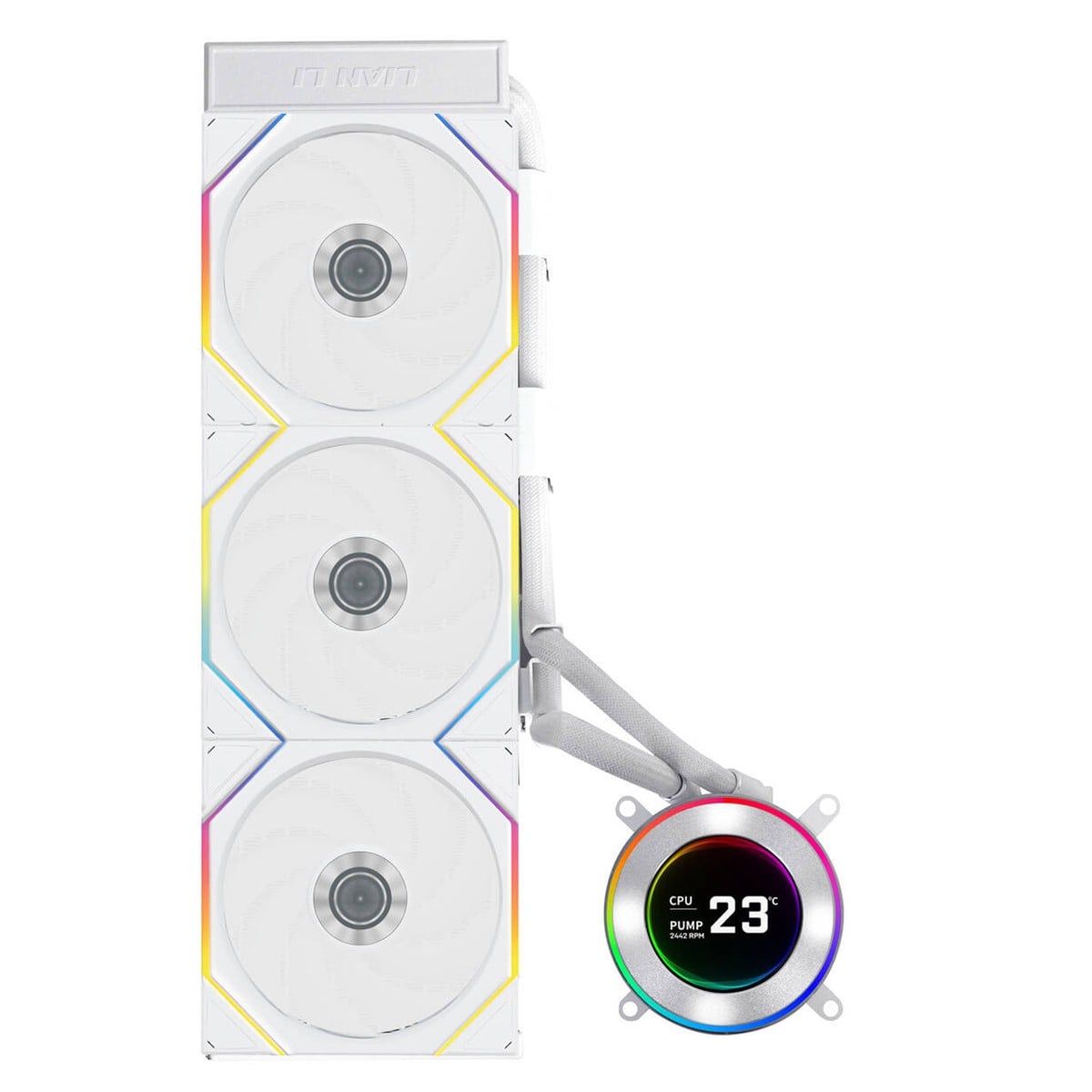 Water Cooler Lian Li Hydroshift II LCD-C 360TL, 360mm, ARGB, Com Display IPS, Intel-AMD, Branco, GHSLCD36TW