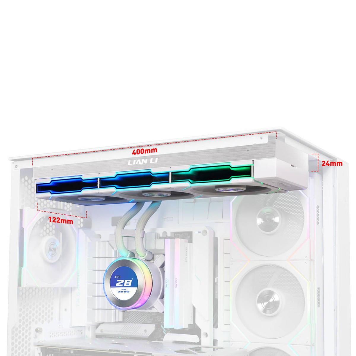 Water Cooler Lian Li Hydroshift II LCD-C 360TL, 360mm, ARGB, Com Display IPS, Intel-AMD, Branco, GHSLCD36TW