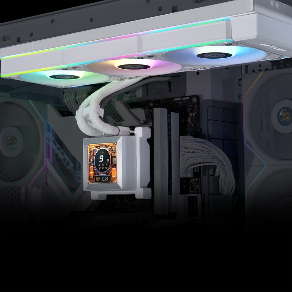 Water Cooler Lian Li Hydroshift LCD, 360mm, ARGB, Com Display, Intel/AMD, Branco, HSLCD36RW