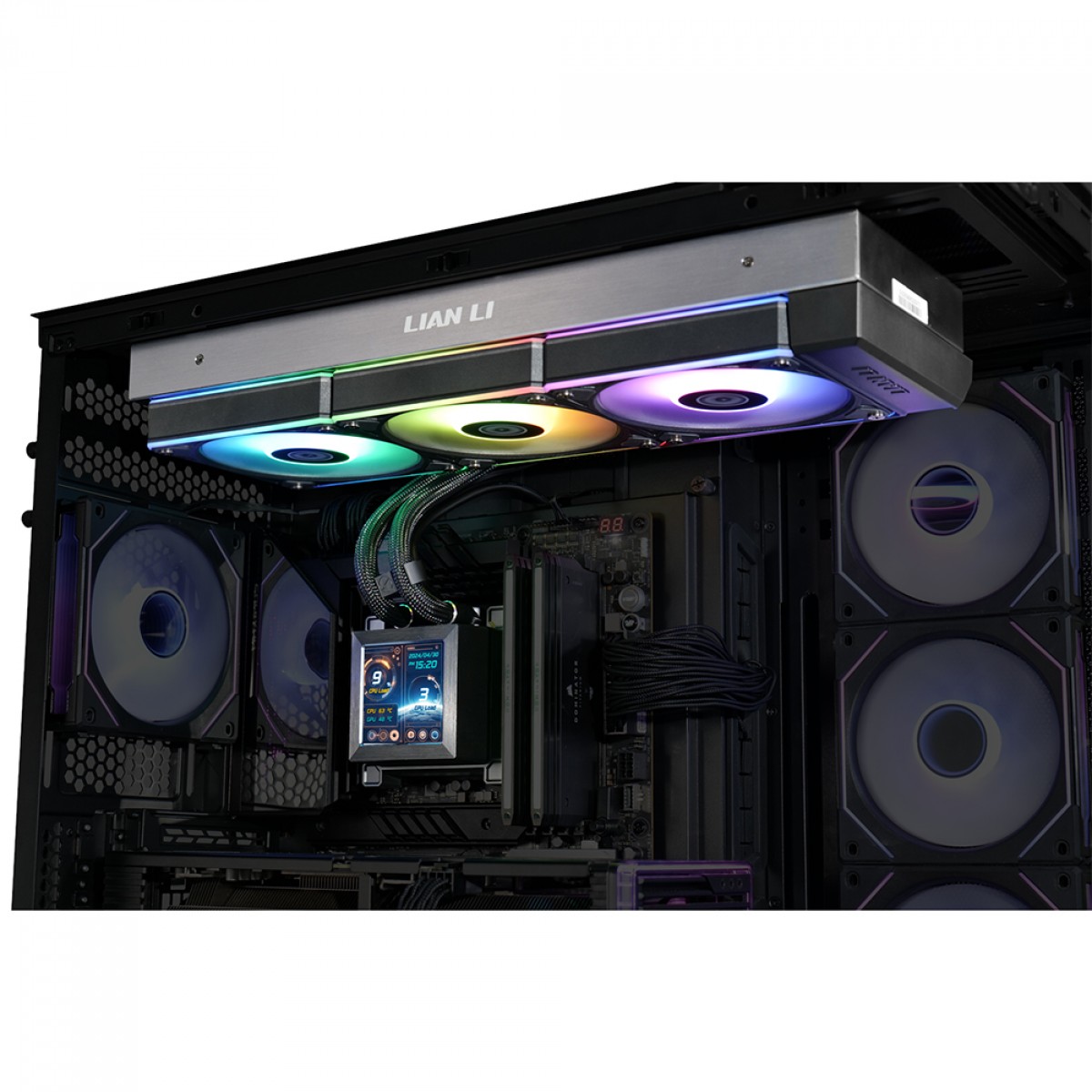 Water Cooler Lian Li Hydroshift LCD, 360mm, ARGB, Com Display, Intel/AMD, Preto, HSLCD36RB