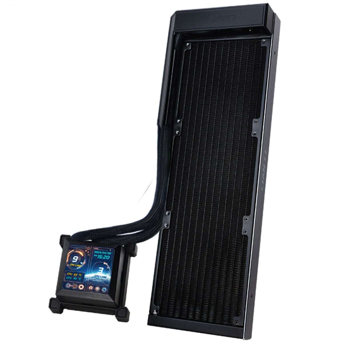 Water Cooler Lian Li Hydroshift LCD, 360mm, Com Display, Intel/AMD, Sem Fans, Preto, HSLCD36NB