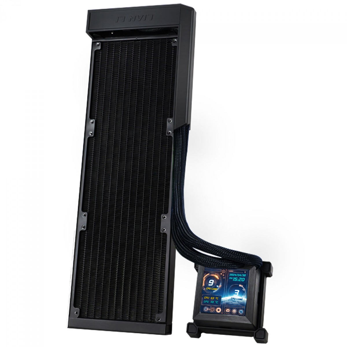 Water Cooler Lian Li Hydroshift LCD, 360mm, Com Display, Intel/AMD, Sem Fans, Preto, HSLCD36NB