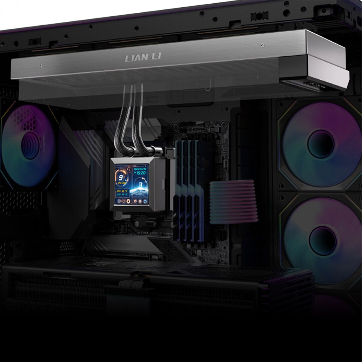 Water Cooler Lian Li Hydroshift LCD, 360mm, Com Display, Intel/AMD, Sem Fans, Preto, HSLCD36NB