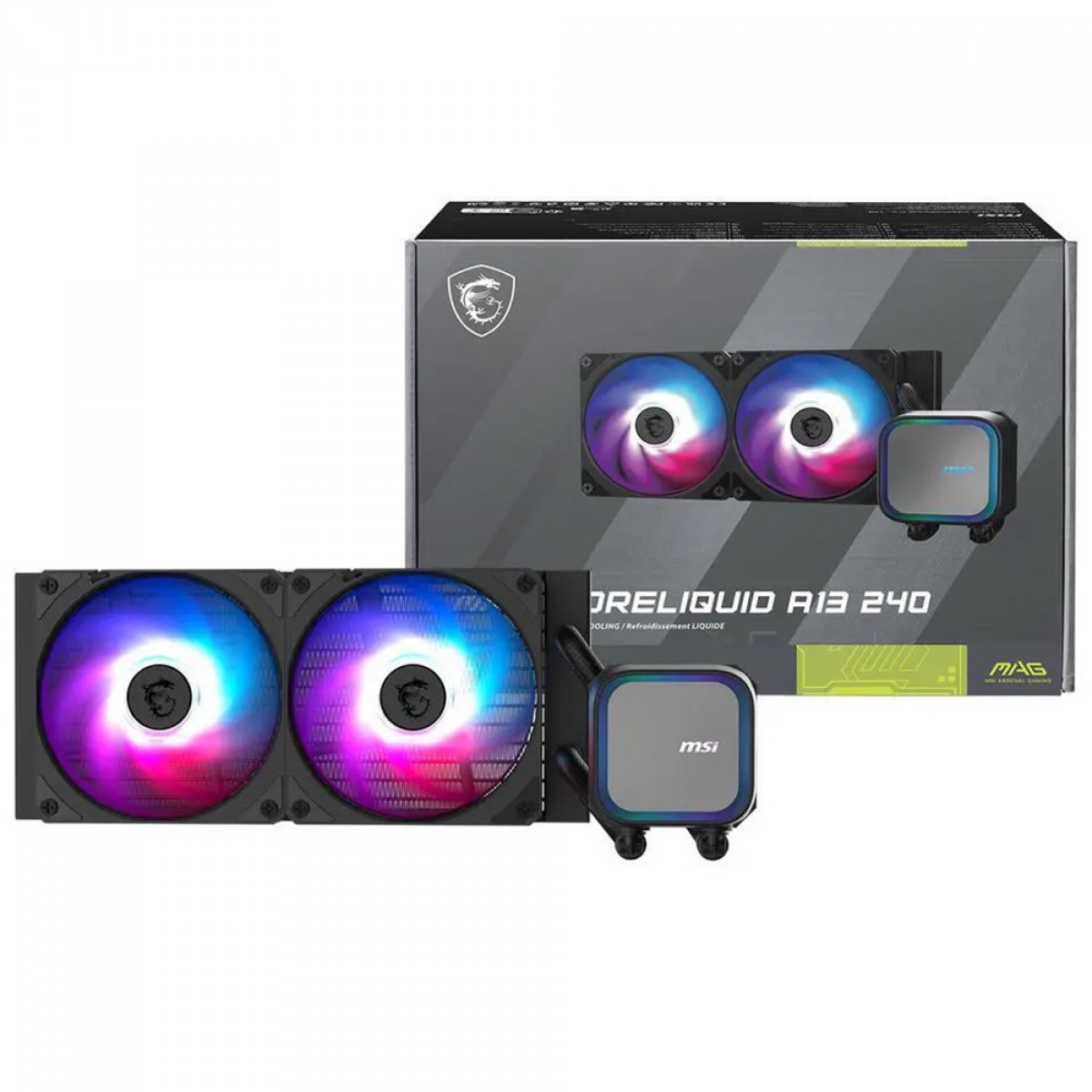 Water Cooler MSI MAG Coreliquid A13 240, ARGB, 240mm, Intel-AMD, Preto