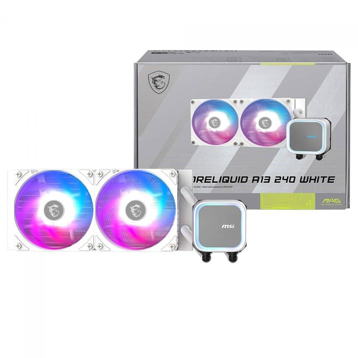 Water Cooler MSI MAG Coreliquid A13 240 White, ARGB, 240mm, Intel-AMD, Branco