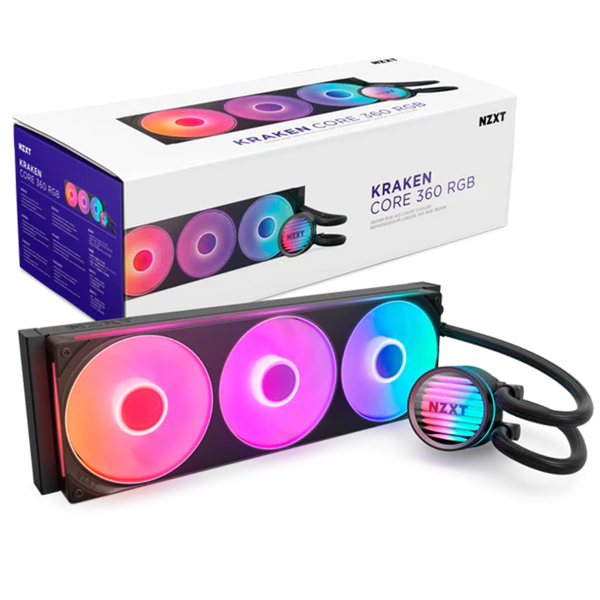 Water Cooler NZXT Kraken Core 360 RGB, 360mm, Intel-AMD, Preto, RL-KR36C-B1