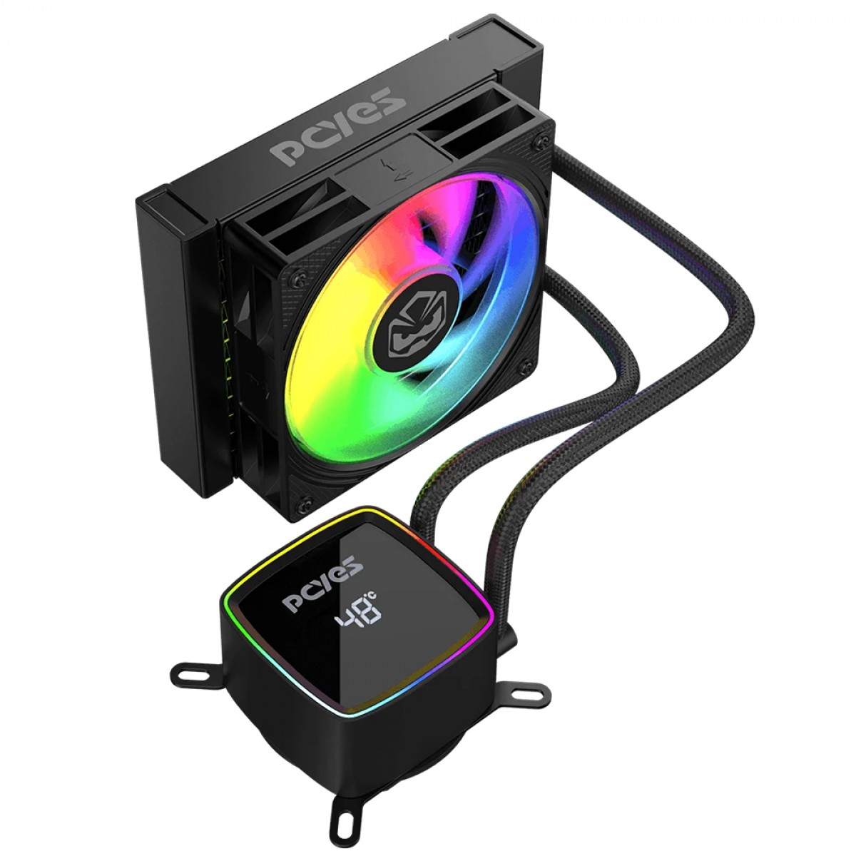 Water Cooler PCYES Duley Black Vulcan, ARGB, 120mm, Intel-AMD, Com Display, Preto, ZT07-ARGB-120B