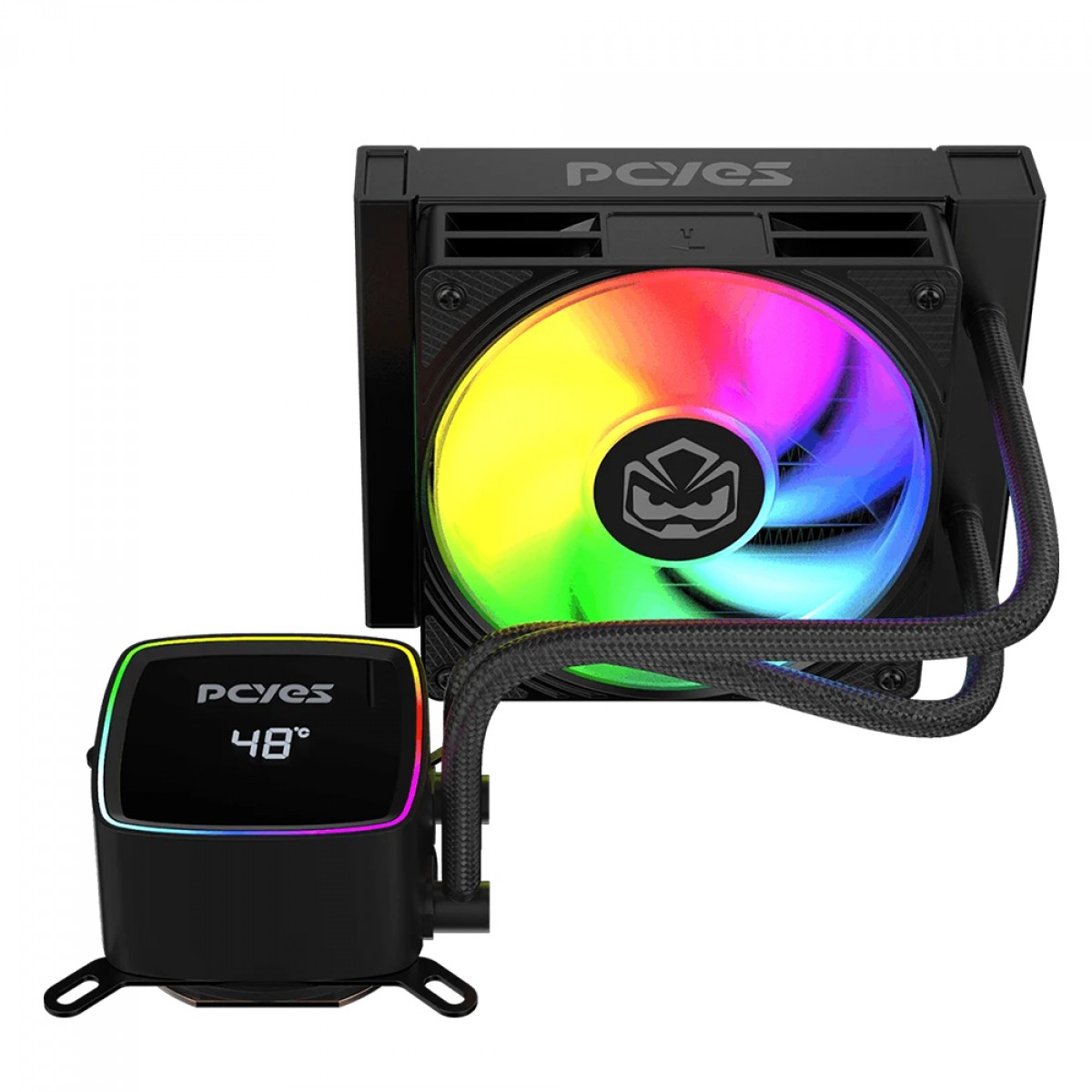 Water Cooler PCYES Duley Black Vulcan, ARGB, 120mm, Intel-AMD, Com Display, Preto, ZT07-ARGB-120B