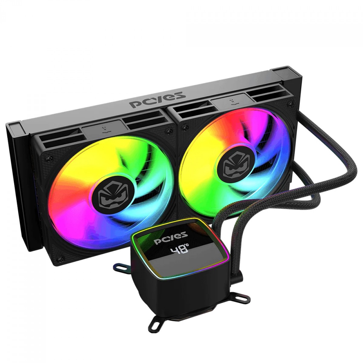Water Cooler PCYES Duley Black Vulcan, ARGB, 240mm, Intel-AMD, Com Display, Preto, ZT07-ARGB-240B