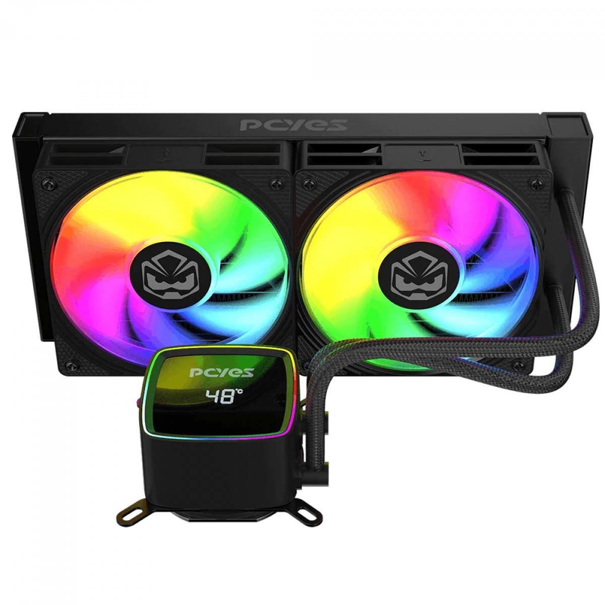 Water Cooler PCYES Duley Black Vulcan, ARGB, 240mm, Intel-AMD, Com Display, Preto, ZT07-ARGB-240B