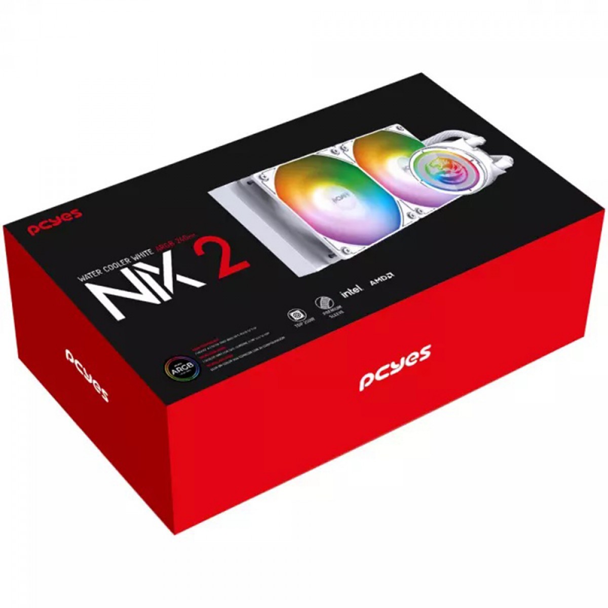 Water Cooler PCYES NIX 2, 240mm, ARGB, Intel-AMD, White, PCYWCNIX240W