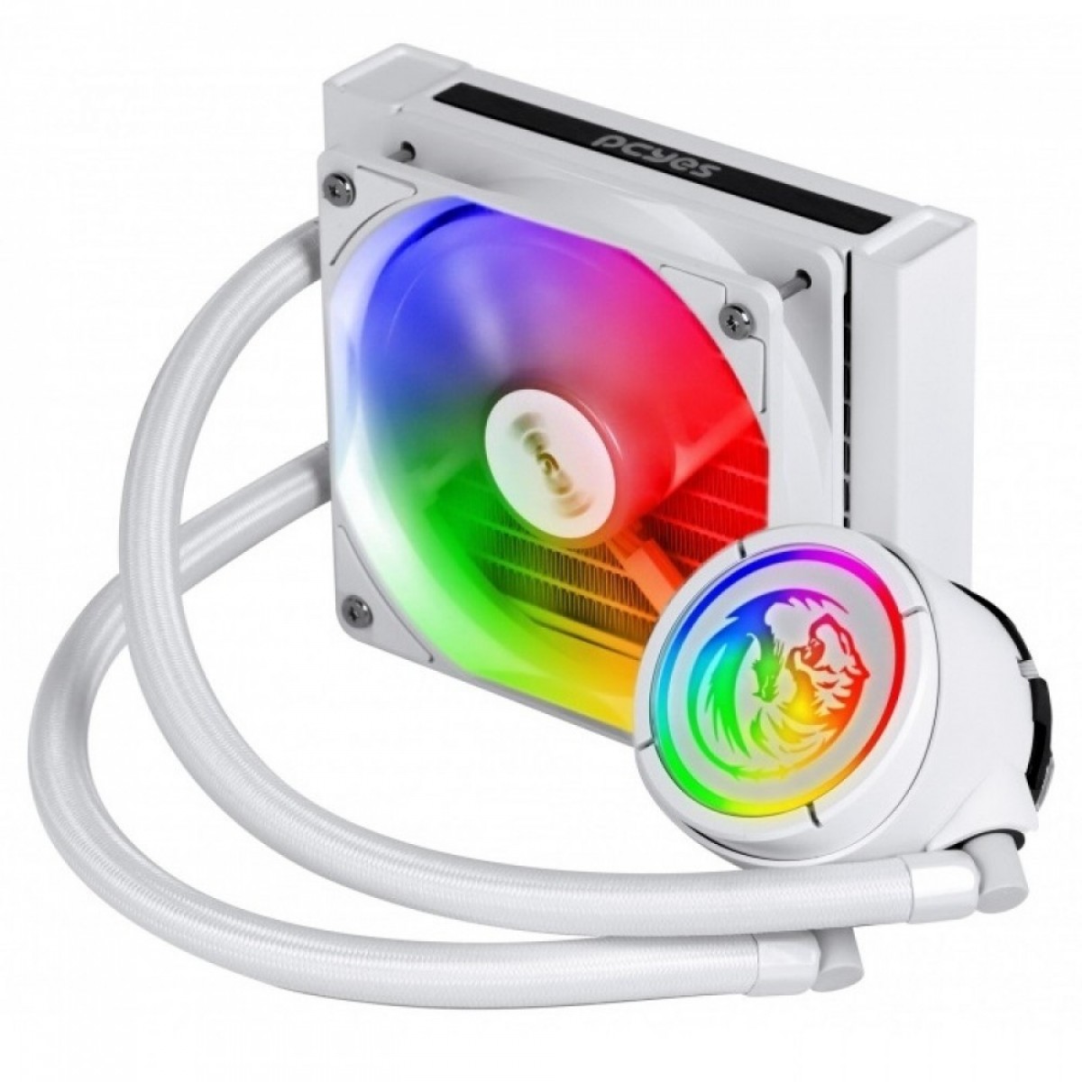Water Cooler PCYes NIX 2 White, ARGB, 120mm, Intel-AMD, Compatível com LGA 1700, PCYWCNIX120W