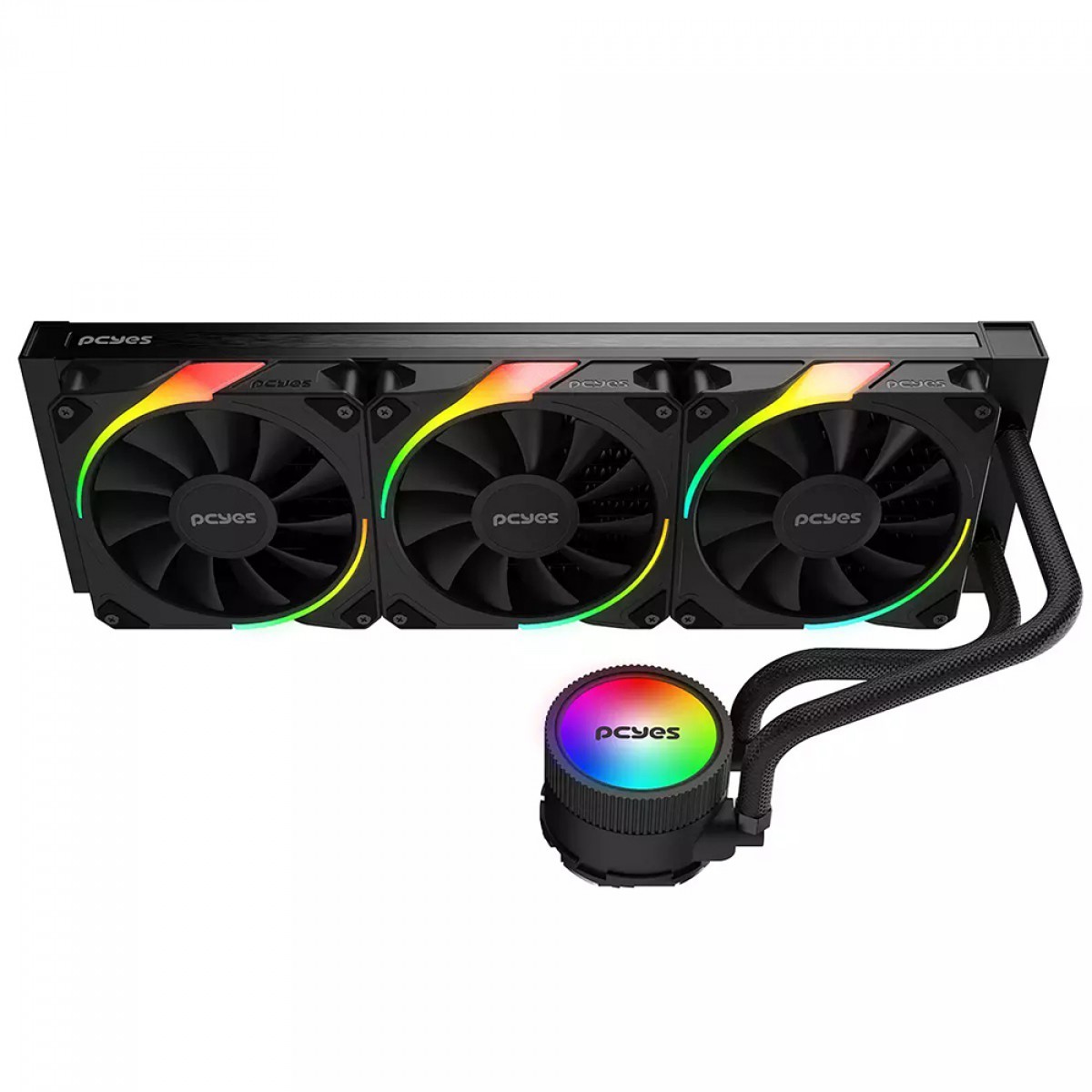 Water Cooler PCYES Sangue Frio 3 ARGB Black Vulcan, 360mm, Intel-AMD, Preto, ARGBSF3360BR
