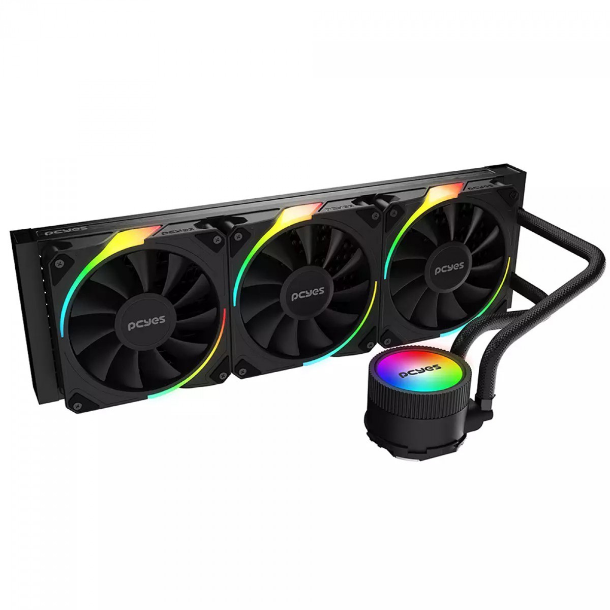 Water Cooler PCYES Sangue Frio 3 ARGB Black Vulcan, 360mm, Intel-AMD, Preto, ARGBSF3360BR