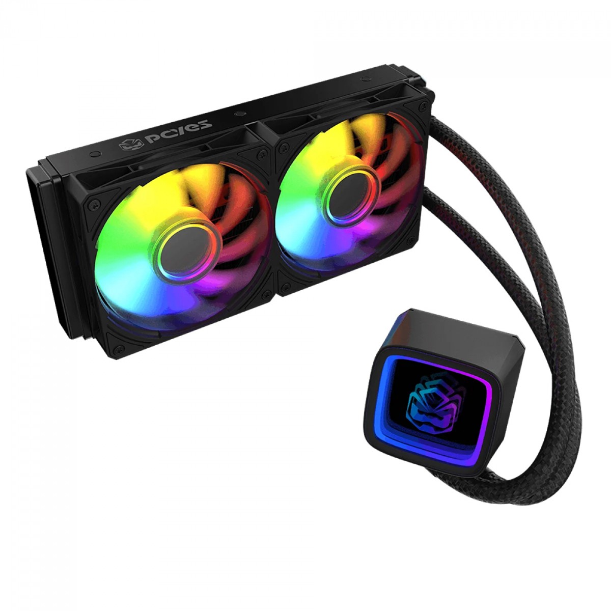 Water Cooler PCYES Tundra Black Vulcan, ARGB, 240mm, Intel-AMD, Preto, WCTBV240 - Open Box