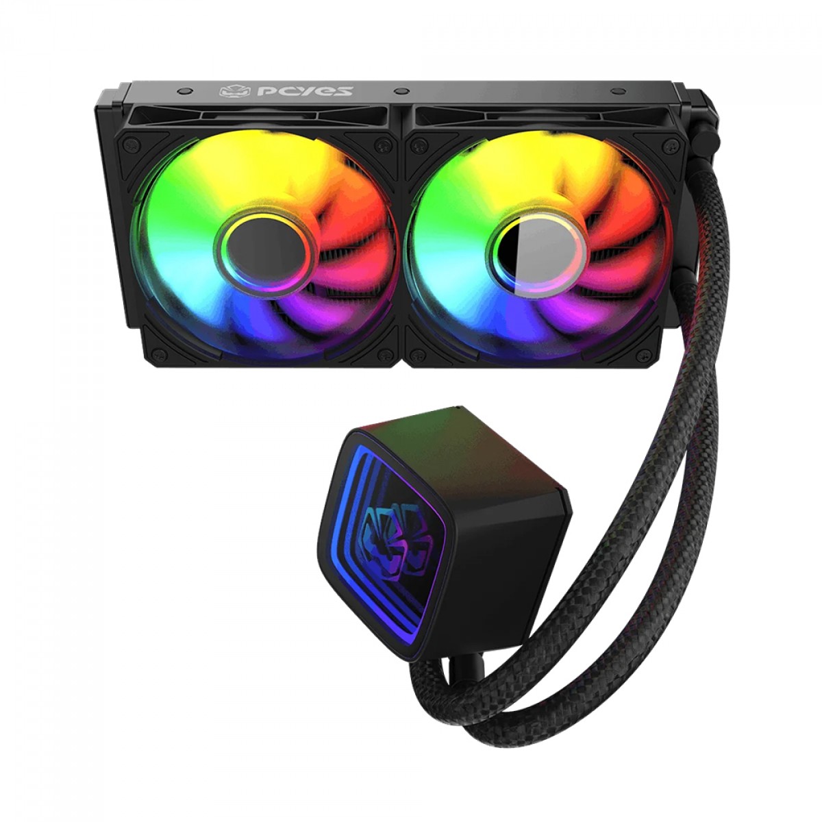 Water Cooler PCYES Tundra Black Vulcan, ARGB, 240mm, Intel-AMD, Preto, WCTBV240 - Open Box