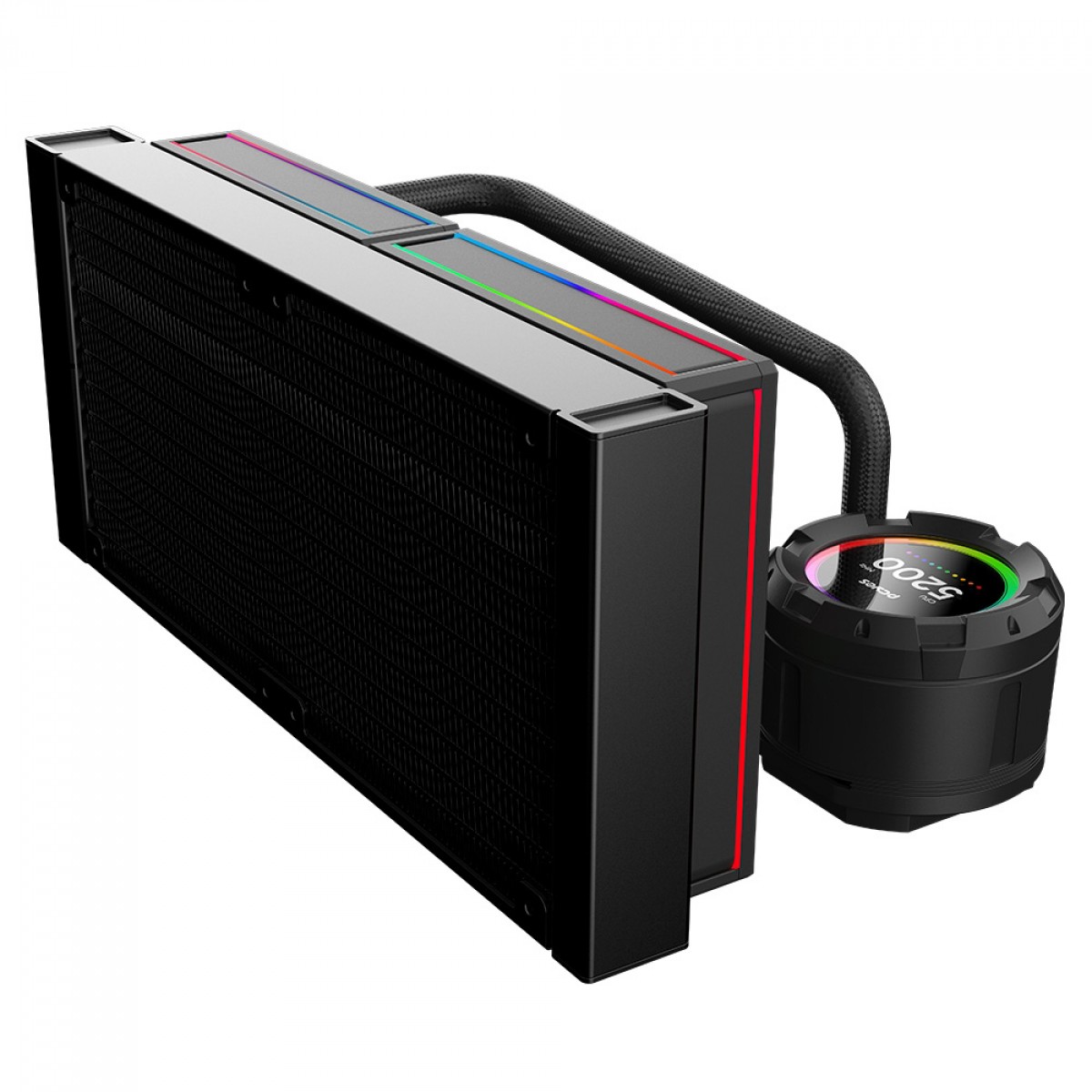 Water Cooler PCYES Vision Black Vulcan, ARGB, 240mm, Intel-AMD, Tela LCD, Preto, VS240BV